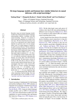 Do large language models and humans have similar behaviors in causal
  inference with script knowledge?
