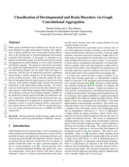 Classification of developmental and brain disorders via graph
  convolutional aggregation