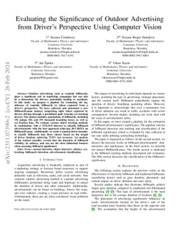 Evaluating the Significance of Outdoor Advertising from Driver's
  Perspective Using Computer Vision