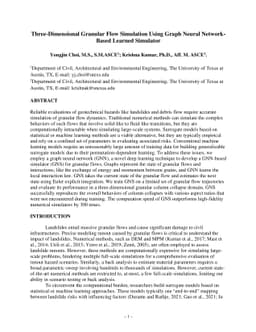 Three-dimensional granular flow simulation using graph neural
  network-based learned simulator