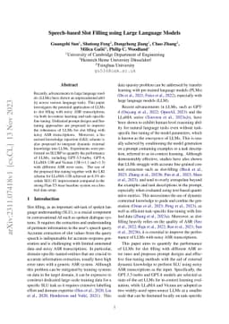 Speech-based Slot Filling using Large Language Models