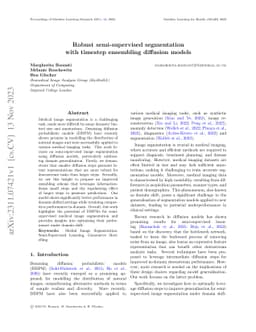 Robust semi-supervised segmentation with timestep ensembling diffusion
  models