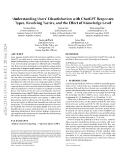 Understanding Users' Dissatisfaction with ChatGPT Responses: Types,
  Resolving Tactics, and the Effect of Knowledge Level
