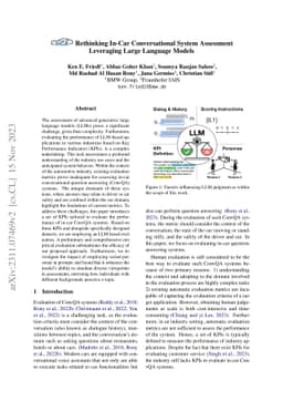 InCA: Rethinking In-Car Conversational System Assessment Leveraging
  Large Language Models