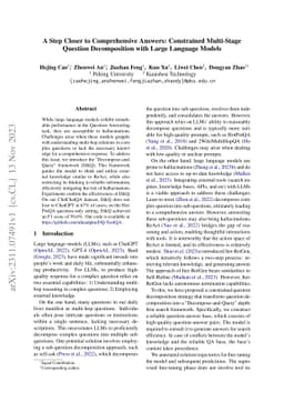 A Step Closer to Comprehensive Answers: Constrained Multi-Stage Question
  Decomposition with Large Language Models