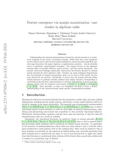 Feature emergence via margin maximization: case studies in algebraic
  tasks