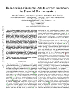 Hallucination-minimized Data-to-answer Framework for Financial
  Decision-makers