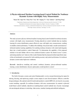 A Physics-informed Machine Learning-based Control Method for Nonlinear Dynamic Systems with Highly Noisy Measurements