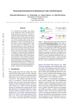 Measuring Entrainment in Spontaneous Code-switched Speech