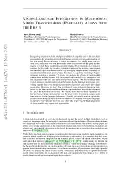 Vision-Language Integration in Multimodal Video Transformers (Partially)
  Aligns with the Brain