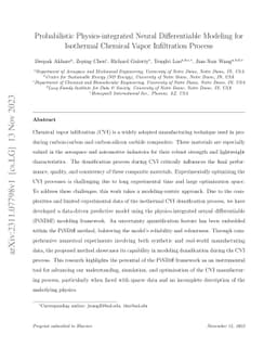 Probabilistic Physics-integrated Neural Differentiable Modeling for
  Isothermal Chemical Vapor Infiltration Process