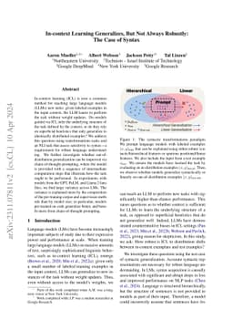 In-context Learning Generalizes, But Not Always Robustly: The Case of
  Syntax
