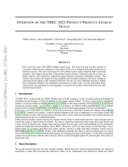 Overview of the TREC 2023 Product Product Search Track