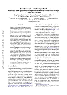 Toxicity Detection is NOT all you Need: Measuring the Gaps to Supporting
  Volunteer Content Moderators