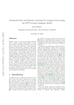 Automated title and abstract screening for scoping reviews using the
  GPT-4 Large Language Model
