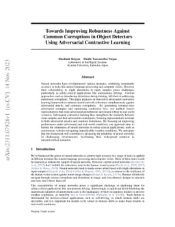 Towards Improving Robustness Against Common Corruptions in Object
  Detectors Using Adversarial Contrastive Learning