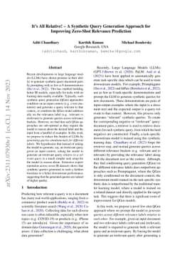 It's All Relative! -- A Synthetic Query Generation Approach for
  Improving Zero-Shot Relevance Prediction