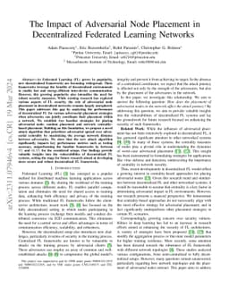 The Impact of Adversarial Node Placement in Decentralized Federated
  Learning Networks