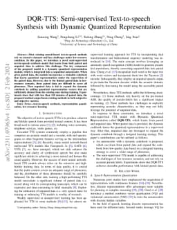 DQR-TTS: Semi-supervised Text-to-speech Synthesis with Dynamic Quantized
  Representation