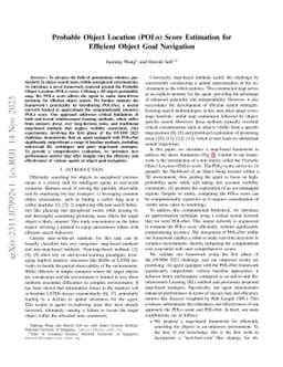 Probable Object Location (POLo) Score Estimation for Efficient Object
  Goal Navigation