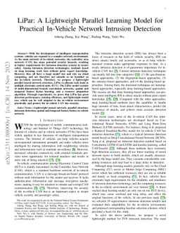 LiPar: A Lightweight Parallel Learning Model for Practical In-Vehicle
  Network Intrusion Detection