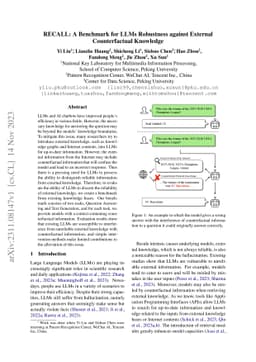 RECALL: A Benchmark for LLMs Robustness against External Counterfactual
  Knowledge