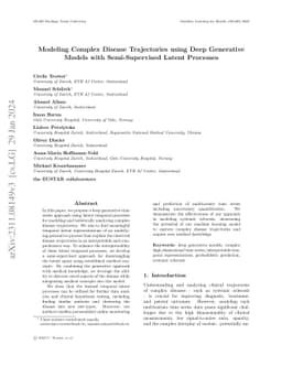 Modeling Complex Disease Trajectories using Deep Generative Models with
  Semi-Supervised Latent Processes
