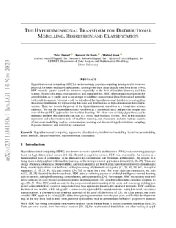 The Hyperdimensional Transform for Distributional Modelling, Regression
  and Classification
