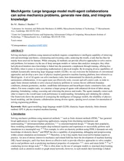 MechAgents: Large language model multi-agent collaborations can solve
  mechanics problems, generate new data, and integrate knowledge