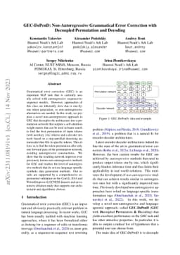 GEC-DePenD: Non-Autoregressive Grammatical Error Correction with
  Decoupled Permutation and Decoding