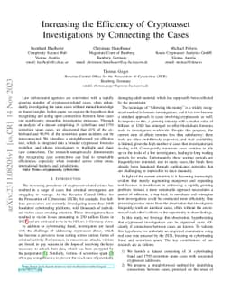 Increasing the Efficiency of Cryptoasset Investigations by Connecting
  the Cases