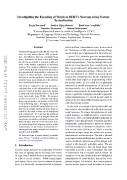 Investigating the Encoding of Words in BERT's Neurons using Feature
  Textualization