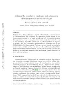 Defining the boundaries: challenges and advances in identifying cells in
  microscopy images