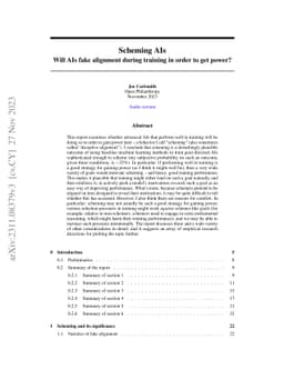 Scheming AIs: Will AIs fake alignment during training in order to get
  power?