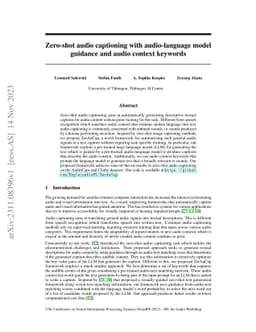 Zero-shot audio captioning with audio-language model guidance and audio
  context keywords