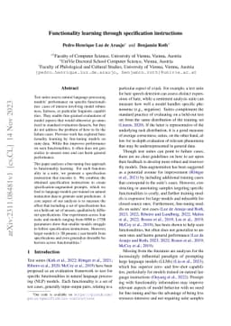 Functionality learning through specification instructions