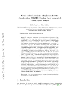 Cross-dataset domain adaptation for the classification COVID-19 using
  chest computed tomography images