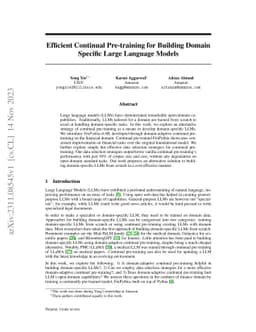 Efficient Continual Pre-training for Building Domain Specific Large
  Language Models