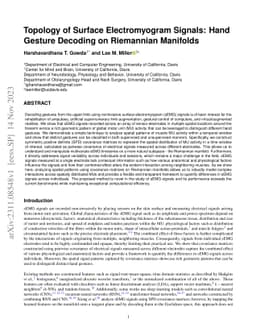 Topology of surface electromyogram signals: hand gesture decoding on Riemannian manifolds