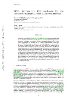 ACID: Abstractive, Content-Based IDs for Document Retrieval with
  Language Models