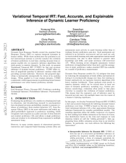 Variational Temporal IRT: Fast, Accurate, and Explainable Inference of
  Dynamic Learner Proficiency