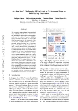 Are You Sure? Challenging LLMs Leads to Performance Drops in The
  FlipFlop Experiment
