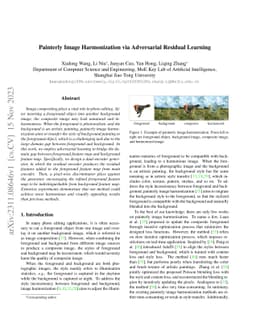 Painterly Image Harmonization via Adversarial Residual Learning