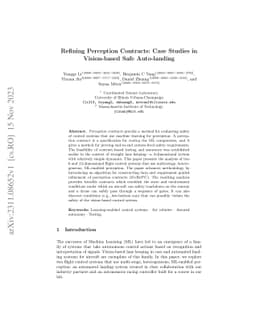 Refining Perception Contracts: Case Studies in Vision-based Safe
  Auto-landing