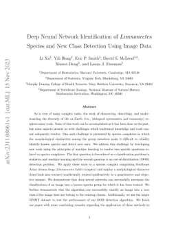 Deep Neural Network Identification of Limnonectes Species and New Class
  Detection Using Image Data
