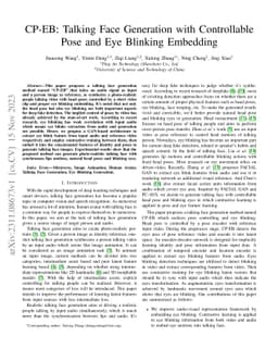 CP-EB: Talking Face Generation with Controllable Pose and Eye Blinking
  Embedding