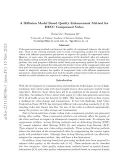 A Diffusion Model Based Quality Enhancement Method for HEVC Compressed
  Video