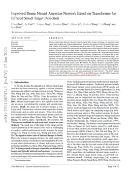 Improved Dense Nested Attention Network Based on Transformer for
  Infrared Small Target Detection