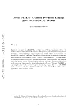 German FinBERT: A German Pre-trained Language Model