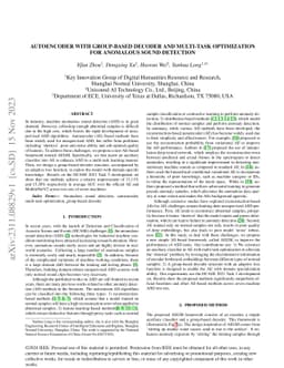 Autoencoder with Group-based Decoder and Multi-task Optimization for
  Anomalous Sound Detection